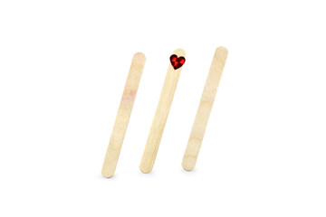 Wooden ice-cream sticks isolated on white background. Clipping path