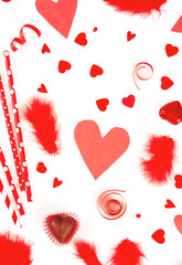 St Valentine Day decorations isolated on white background