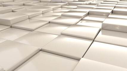 white  3d cubes tiles background from perspective view, minimalistic concept. 3d render illustration.