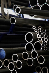 Steel pipes inside the factory
