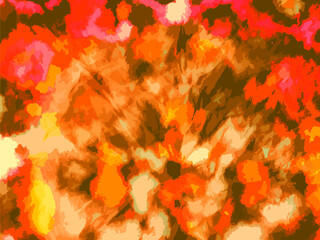 Autumn Leaves Background. Red Autumn Leaves. Vector Tie Dye Image. Abstract Vector Art.