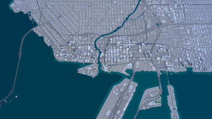 Miami Florida, 3D aerial view