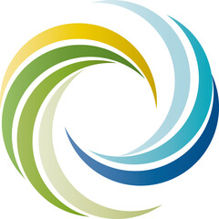 Logo - Farbkreis aus natürlichen Farben aus der Natur, Wasser, Sonne, Luft, Erde, nachhaltige und ökologische Energien nutzen, erneuerbare Energien, Energiewende, vektor, isoliert
