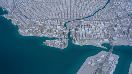 Miami Florida, 3D aerial view