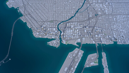 Miami Florida, 3D aerial view