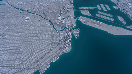 Miami Florida, 3D aerial view