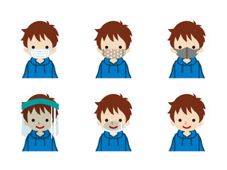 マスク種類セット - 男児　正面