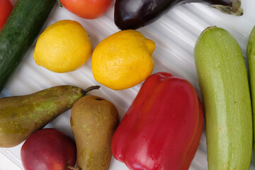 Healthy food clean eating selection: fruit, vegetable, seeds, superfood, cereal, leaf vegetable