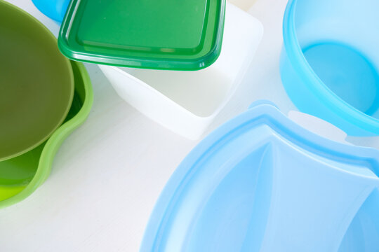 Reusable plastic container in the larder