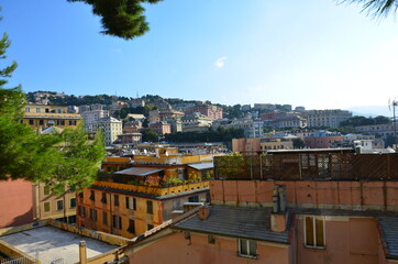 Fototapeta na wymiar Beautiful view of Genoa from the hill