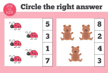Obraz premium Counting Game for Preschool Children. Home schooling. Educational a mathematical game.