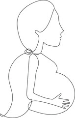 One line drawing of Happy pregnant woman, silhouette picture of the mother. Vector illustration simplicity design.