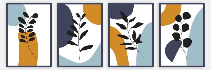 Vector Set of Botanical Prints Boho Bohemian Style. Minimalist Trendy Contemporary Design Perfect for Wall Art, Prints, Social Media, Posters, Invitations, Branding Design.