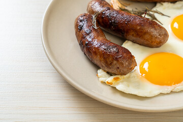 double fried egg with pork sausage