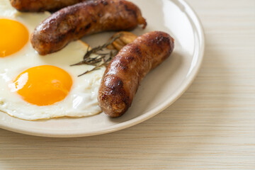 double fried egg with pork sausage