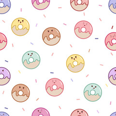 Colorful cute donut seamless pattern