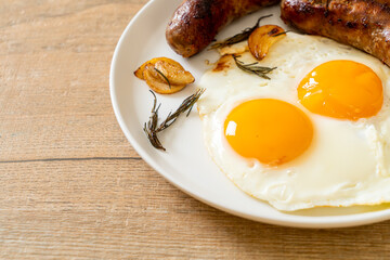 double fried egg with pork sausage