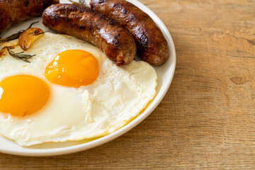 double fried egg with pork sausage
