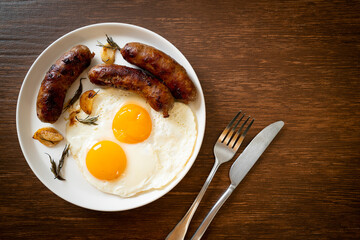 double fried egg with pork sausage
