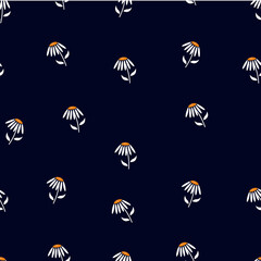 Seamless daisies over dark background
