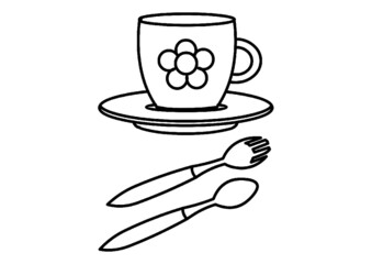 Tazzina con piattino e posate