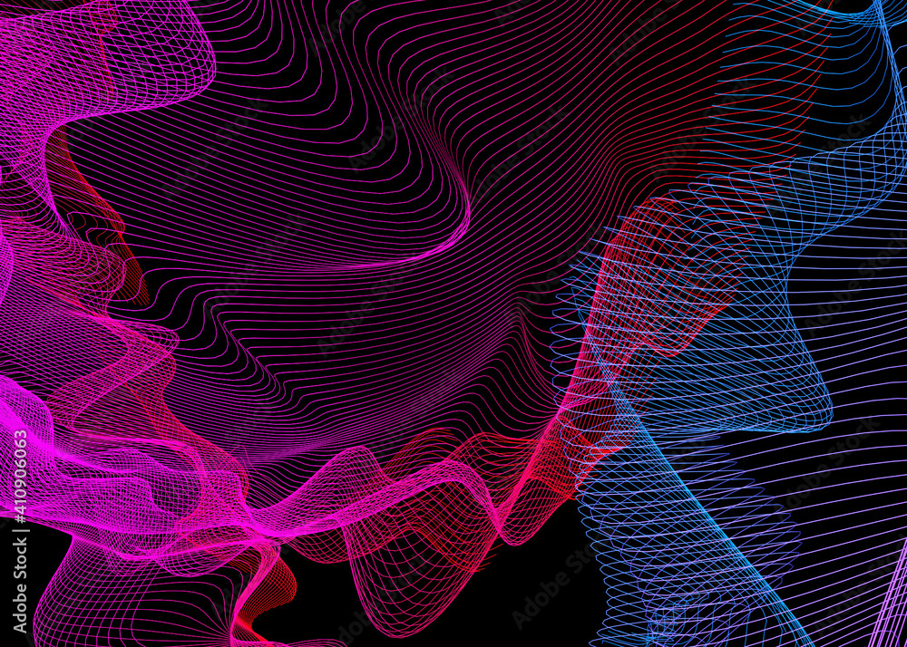 Poster striped technology, hi-tech or sci-fi 3d background, abstract computer generated image. fractal geom