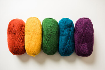 The bright cotton threads for knitting warm clothes