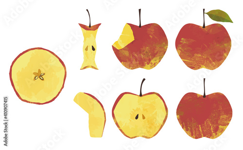 シンプルでかわいいリンゴの装飾イラスト Apple Wall Mural App わたほこり