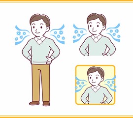 Young man dressed in blue