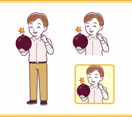 Young man in pink clothes