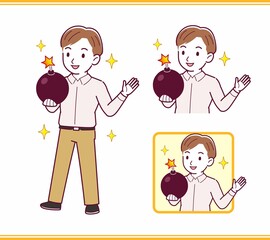 Young man in pink clothes