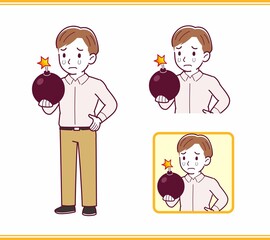 Young man in pink clothes