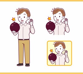 Young man in pink clothes