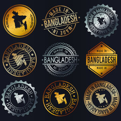 Bangladesh Business Metal Stamps. Gold Made In Product Seal. National Logo Icon. Symbol Design Insignia Country.