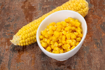 Young corn seeds in the bowl