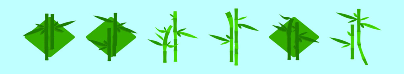 set of bamboo cartoon icon design template with various models. vector illustration isolated on blue background