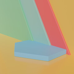 podium minimal colorful wall scene.3d rendering