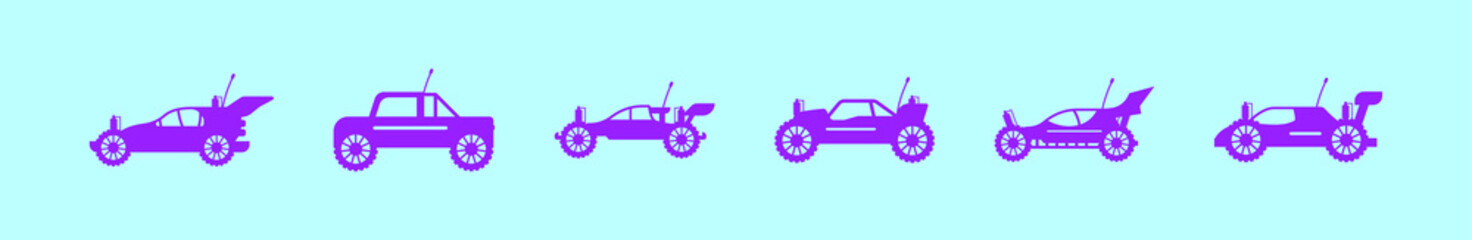 set of car toys cartoon icon design template with various models. vector illustration isolated on blue background