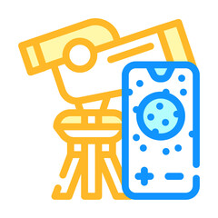telescope with phone connectivity color icon vector illustration