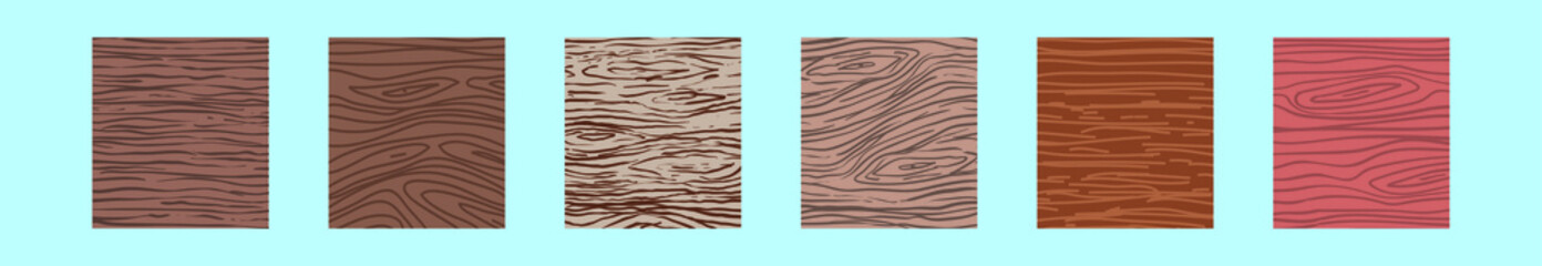 set of wood grain cartoon icon design template with various models. vector illustration isolated on blue background