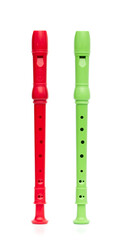 Red-green block flute isolated on white background © Emre
