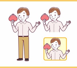 Young man in pink clothes