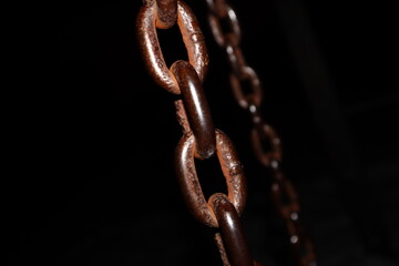 Rusty Chain on a Black Background