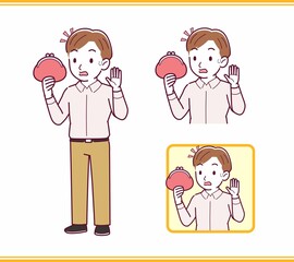 Young man in pink clothes