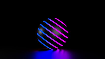 balls on neon light background, 3d render