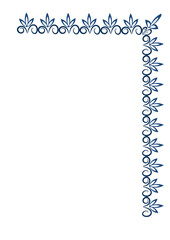 Abstract graphic is a lace plant-based frame. Styling. Two colors - white and blue.