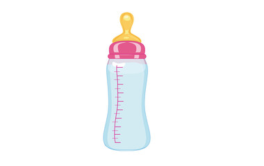 llustration of pink baby bottle for girl