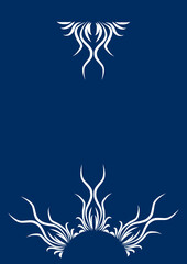 Abstract graphic is a lace plant-based frame. Styling. Two colors - white and blue.