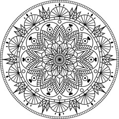 Mandala black and white; For coloring, adult coloring; Anti-stress coloring