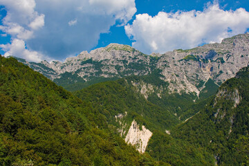 Fototapeta na wymiar The summer landscape near Pradis in Udine Province, Friuli-Venezia Giulia, north east Italy 